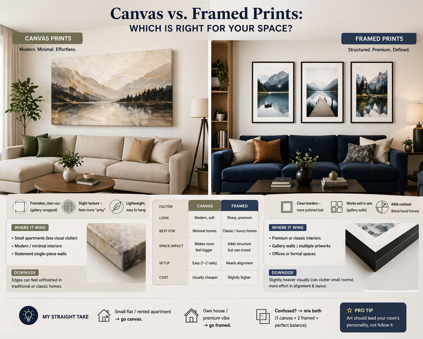 Canvas vs. Framed Prints: Which Is Right for Your Space?