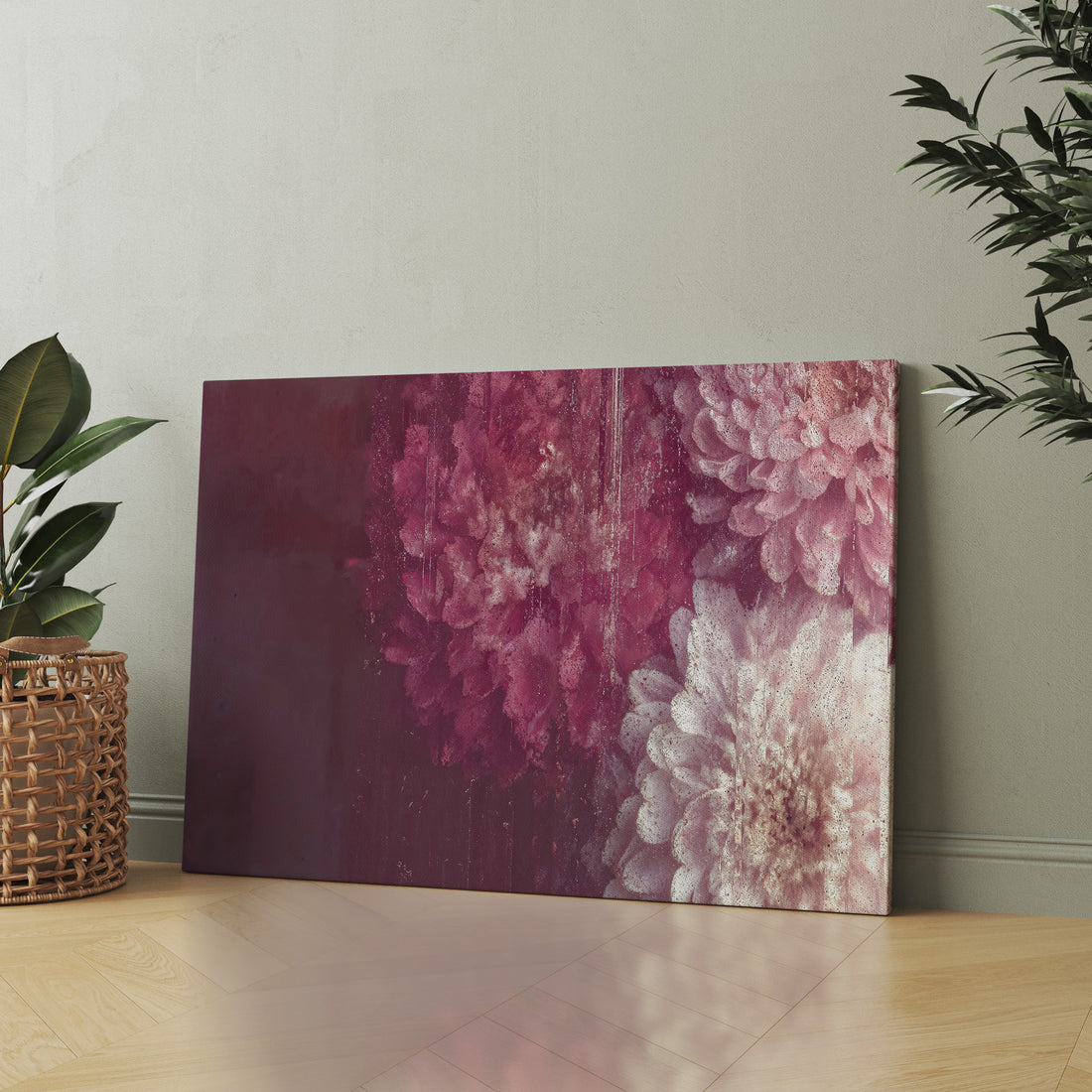 Blushed Bloom botanical & floral canvas wall art by Anantkala