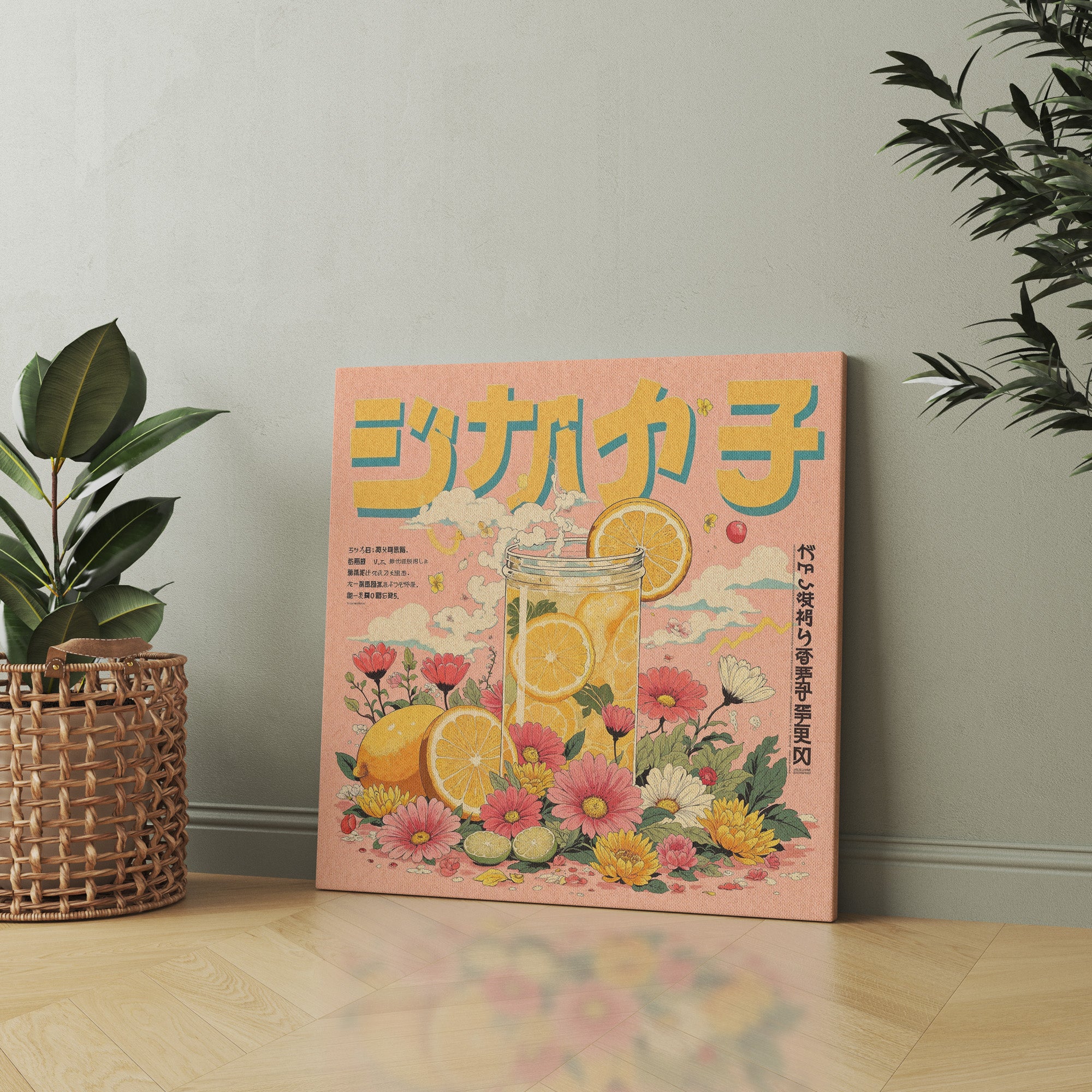 Citrus Bloom botanical & floral canvas wall art by Anantkala