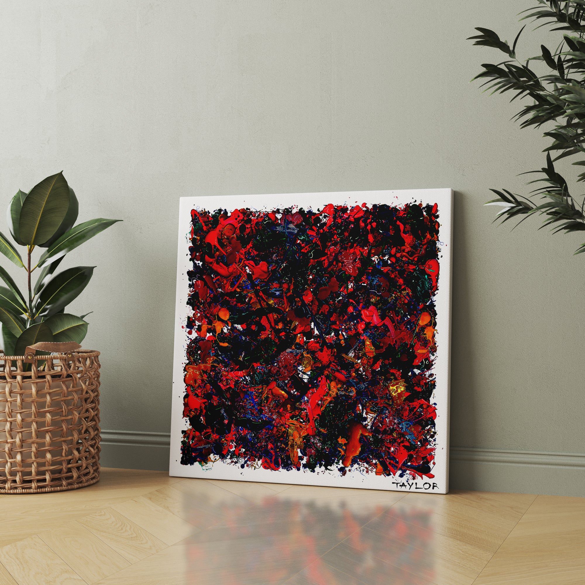 Crimson Chaos abstract canvas wall art by Anantkala