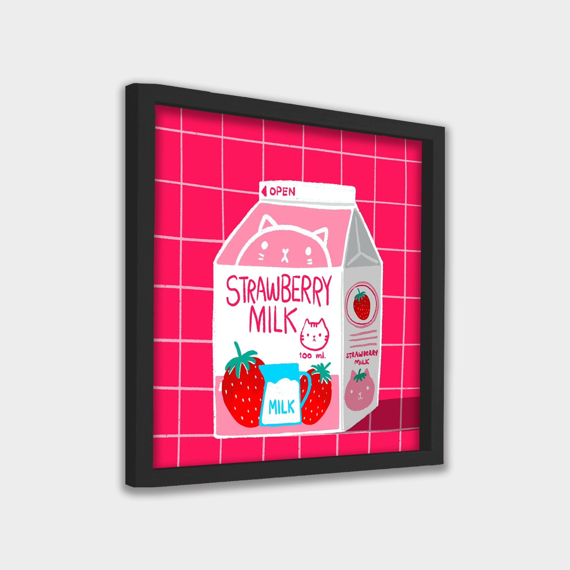 Strawberry Milk kids canvas wall art by Anantkala
