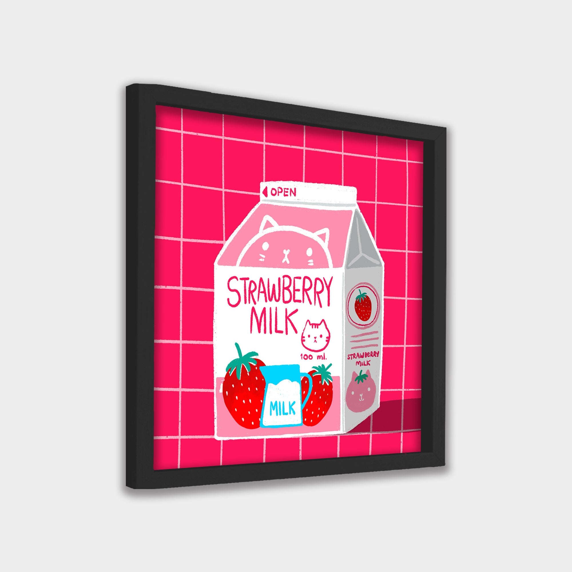 Strawberry Milk kids canvas wall art by Anantkala