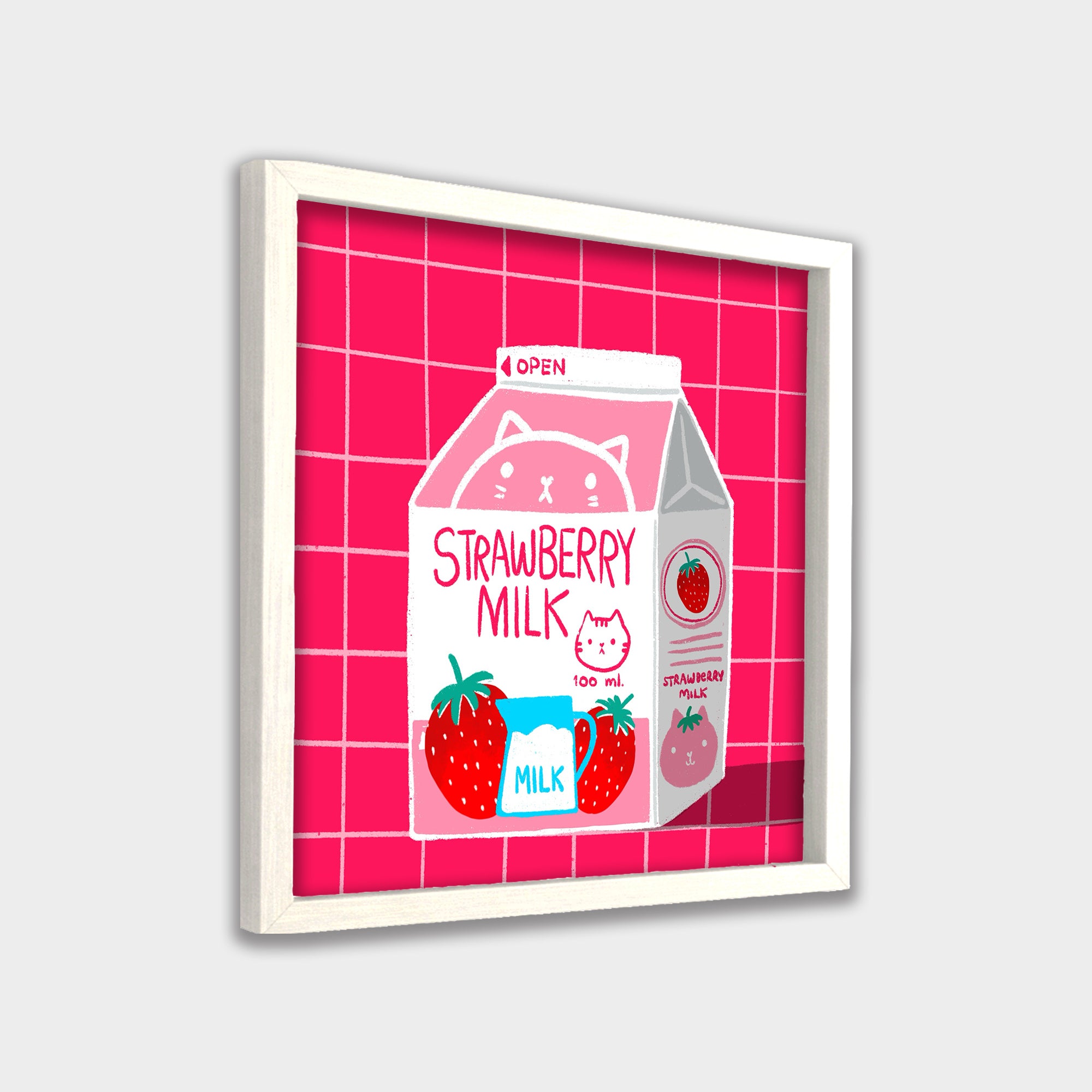 Strawberry Milk kids canvas wall art by Anantkala