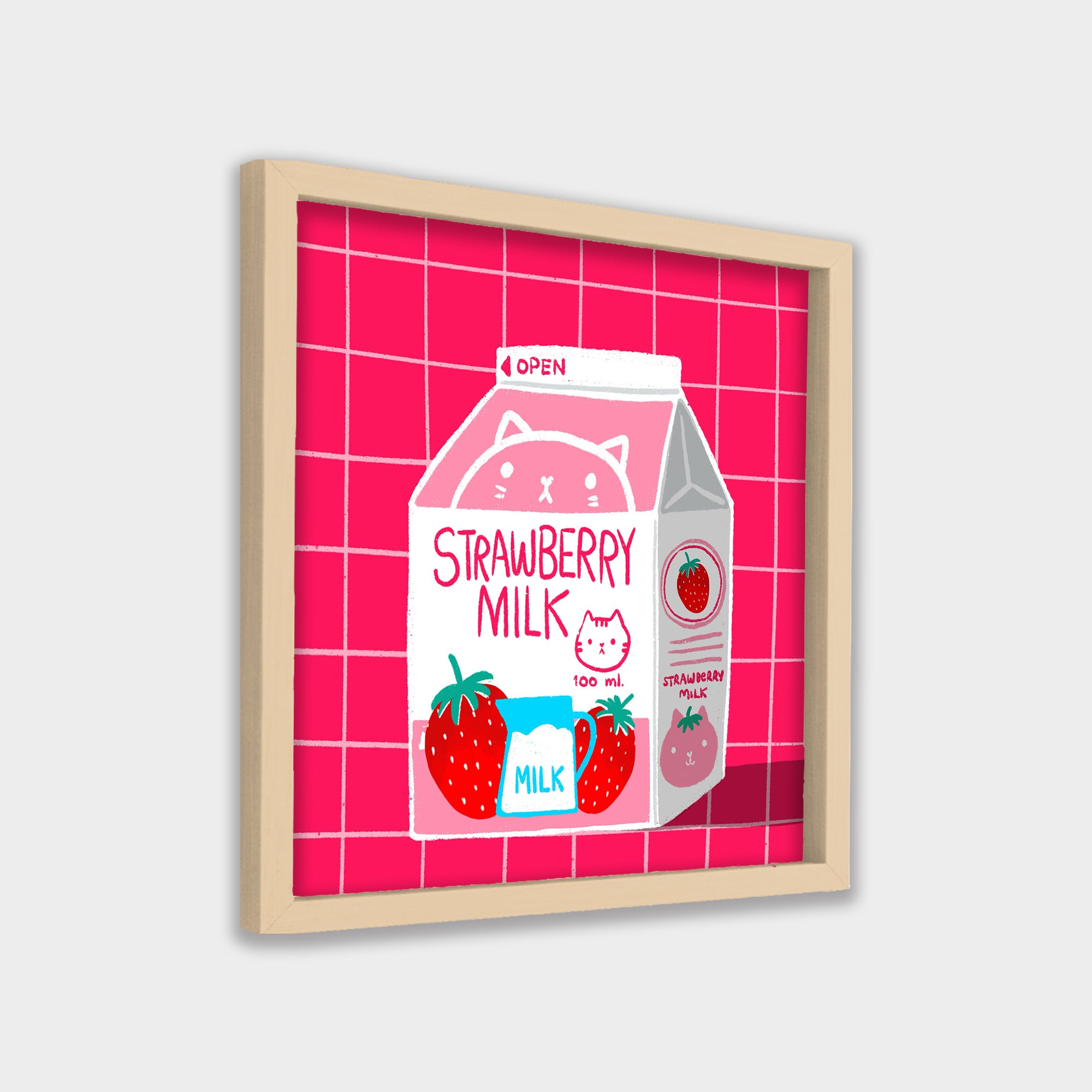 Strawberry Milk kids canvas wall art by Anantkala
