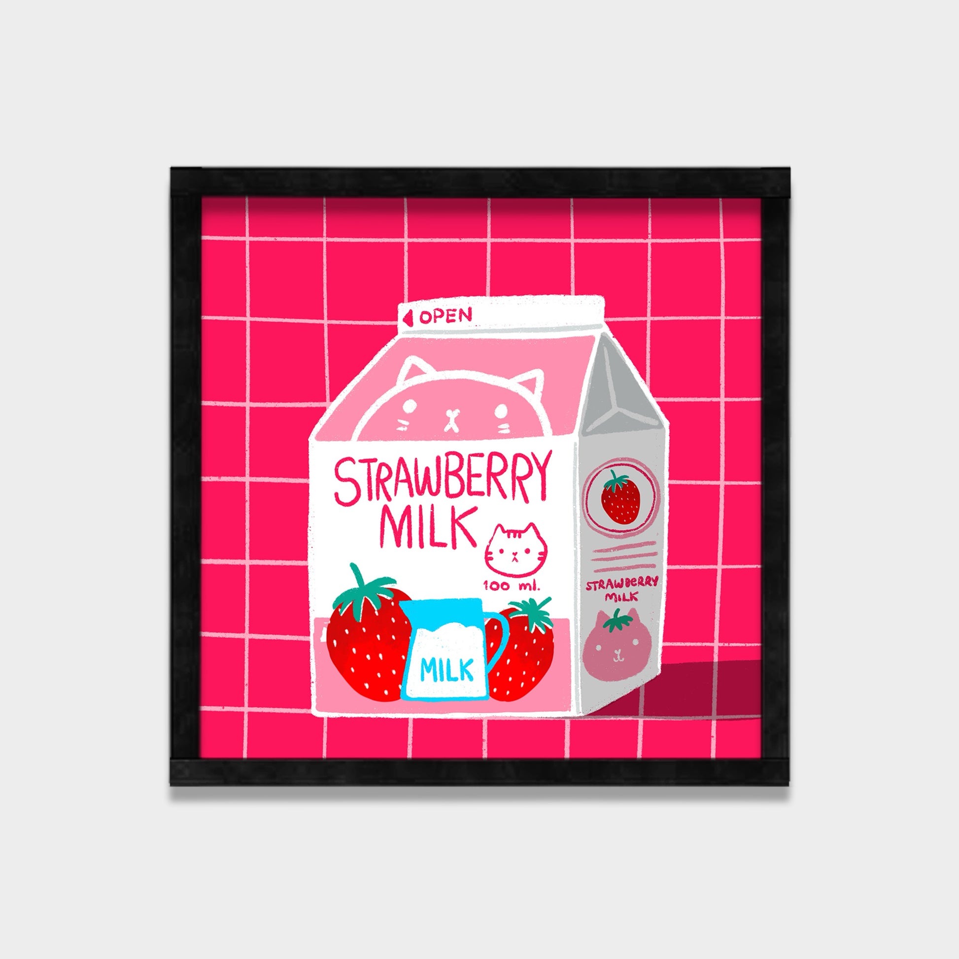 Strawberry Milk kids canvas wall art by Anantkala