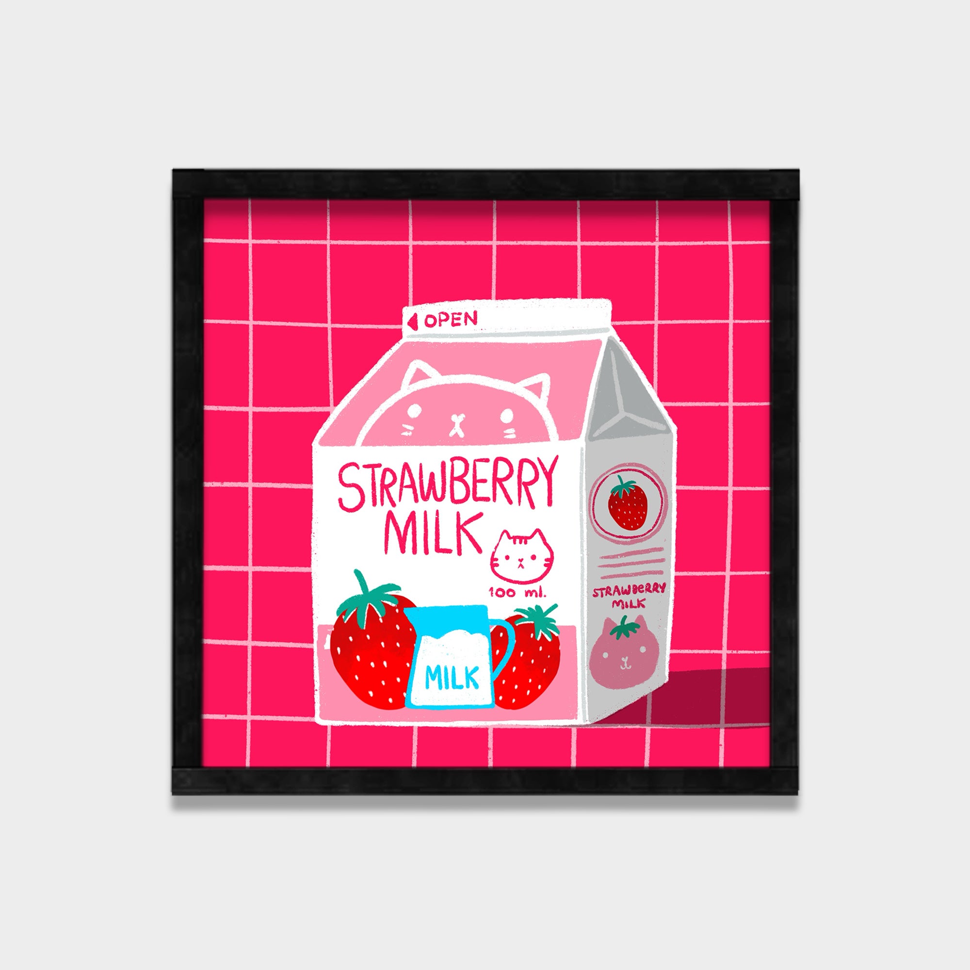 Strawberry Milk kids canvas wall art by Anantkala