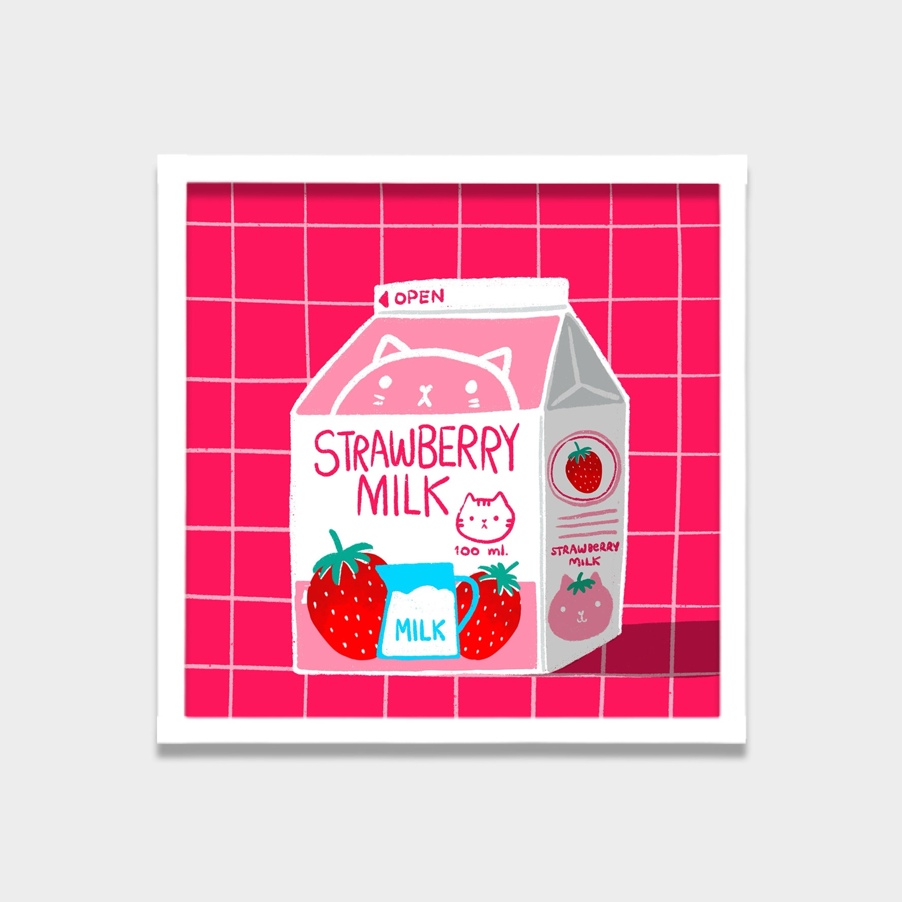 Strawberry Milk kids canvas wall art by Anantkala
