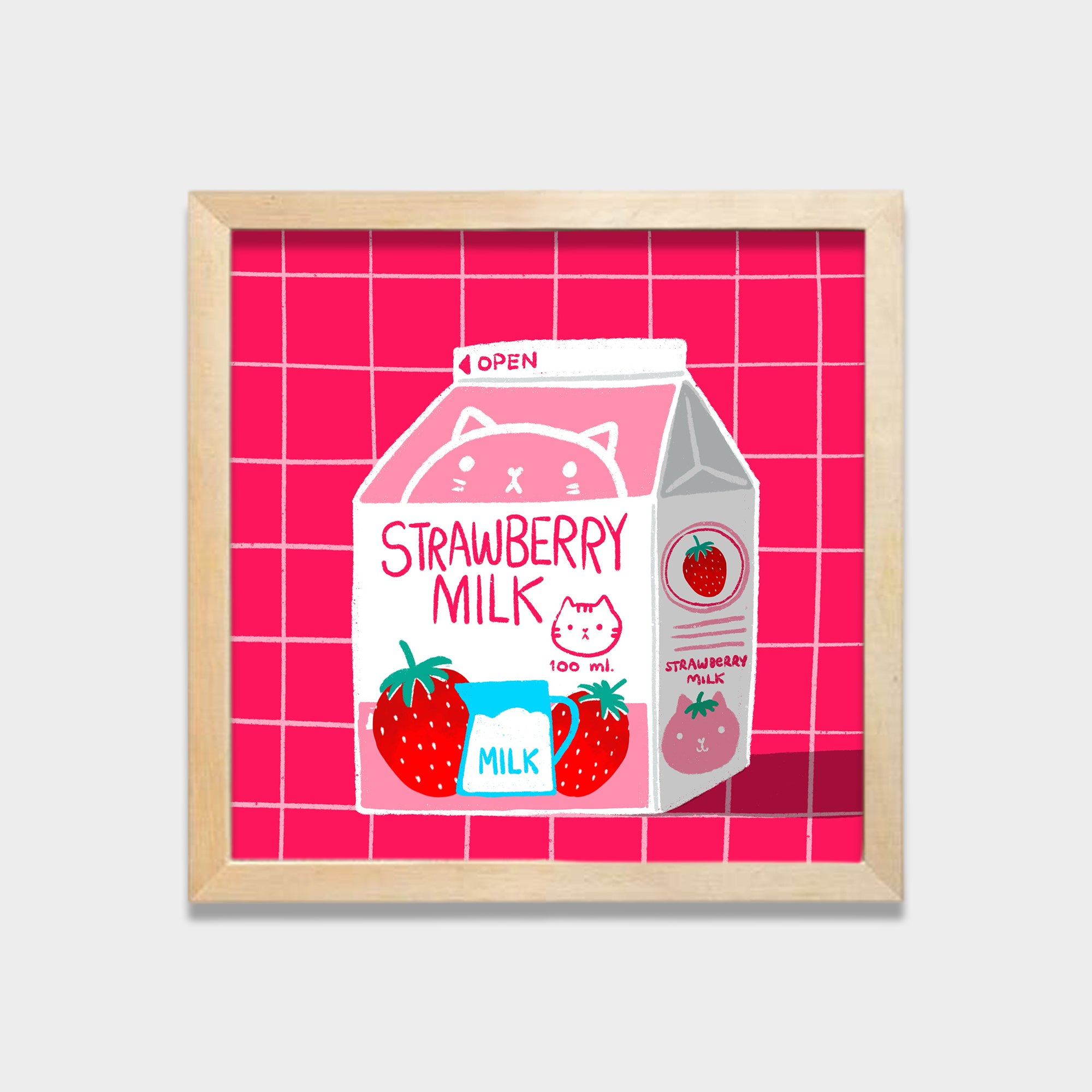 Strawberry Milk kids canvas wall art by Anantkala