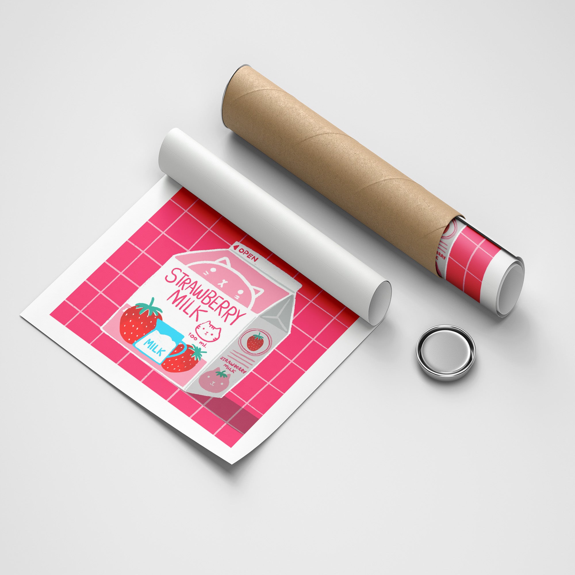 Strawberry Milk kids canvas wall art by Anantkala