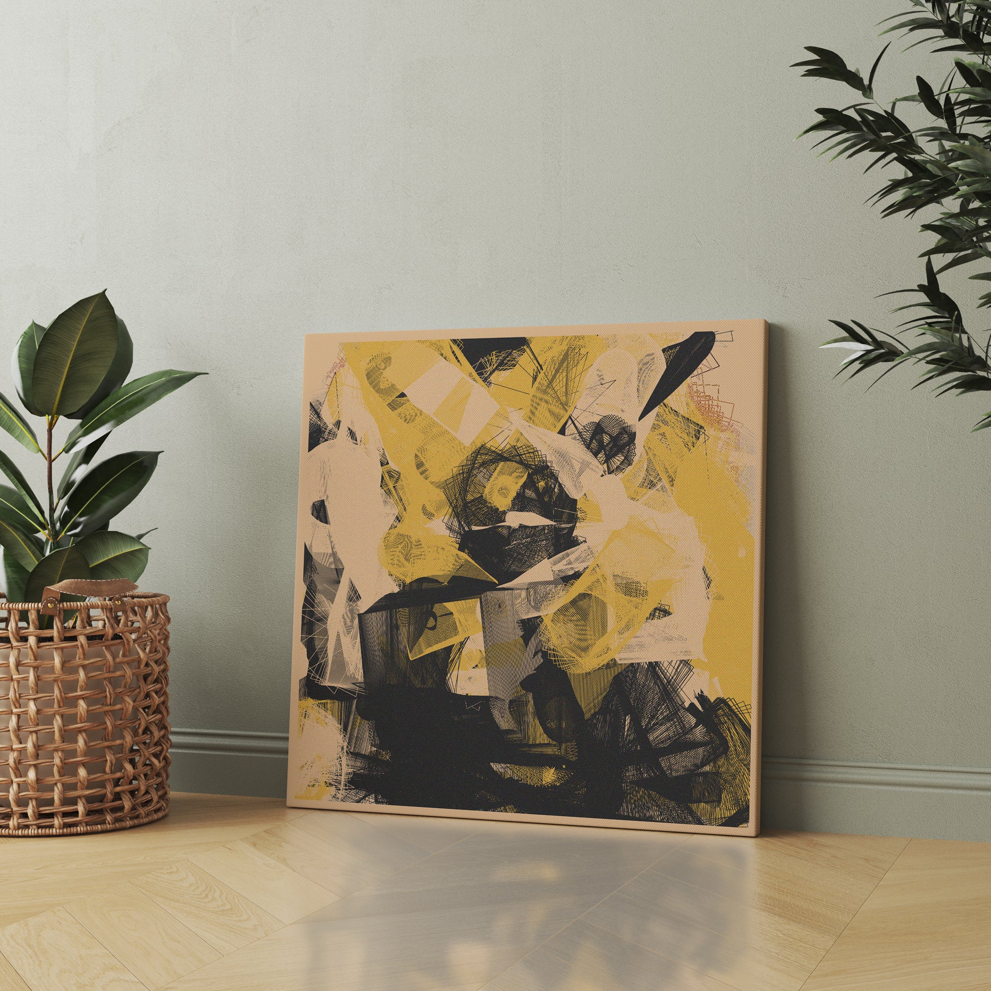 Golden Fracture abstract canvas wall art by Anantkala
