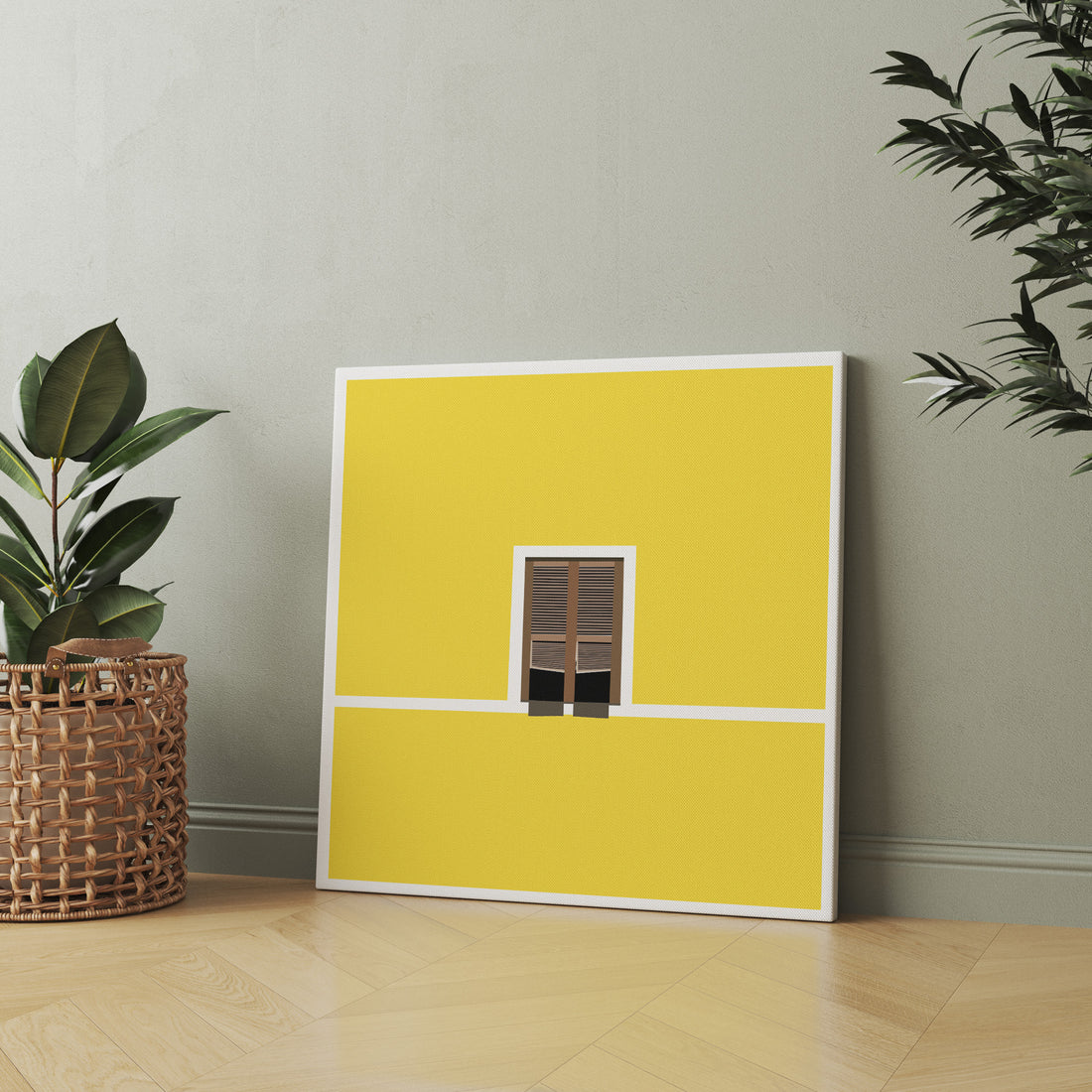 Yellow Silence minimal canvas wall art by Anantkala