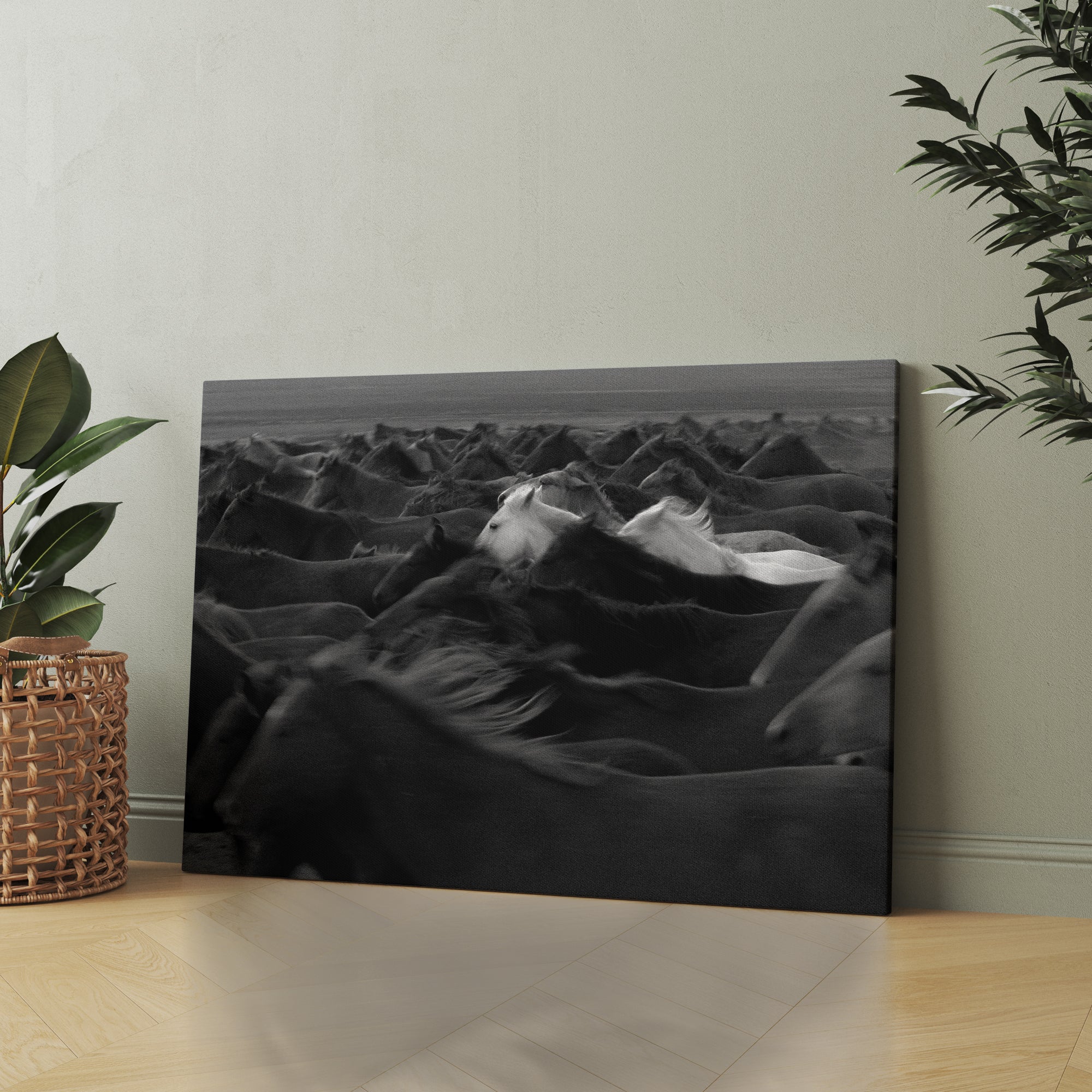 White Current black & white canvas wall art by Anantkala