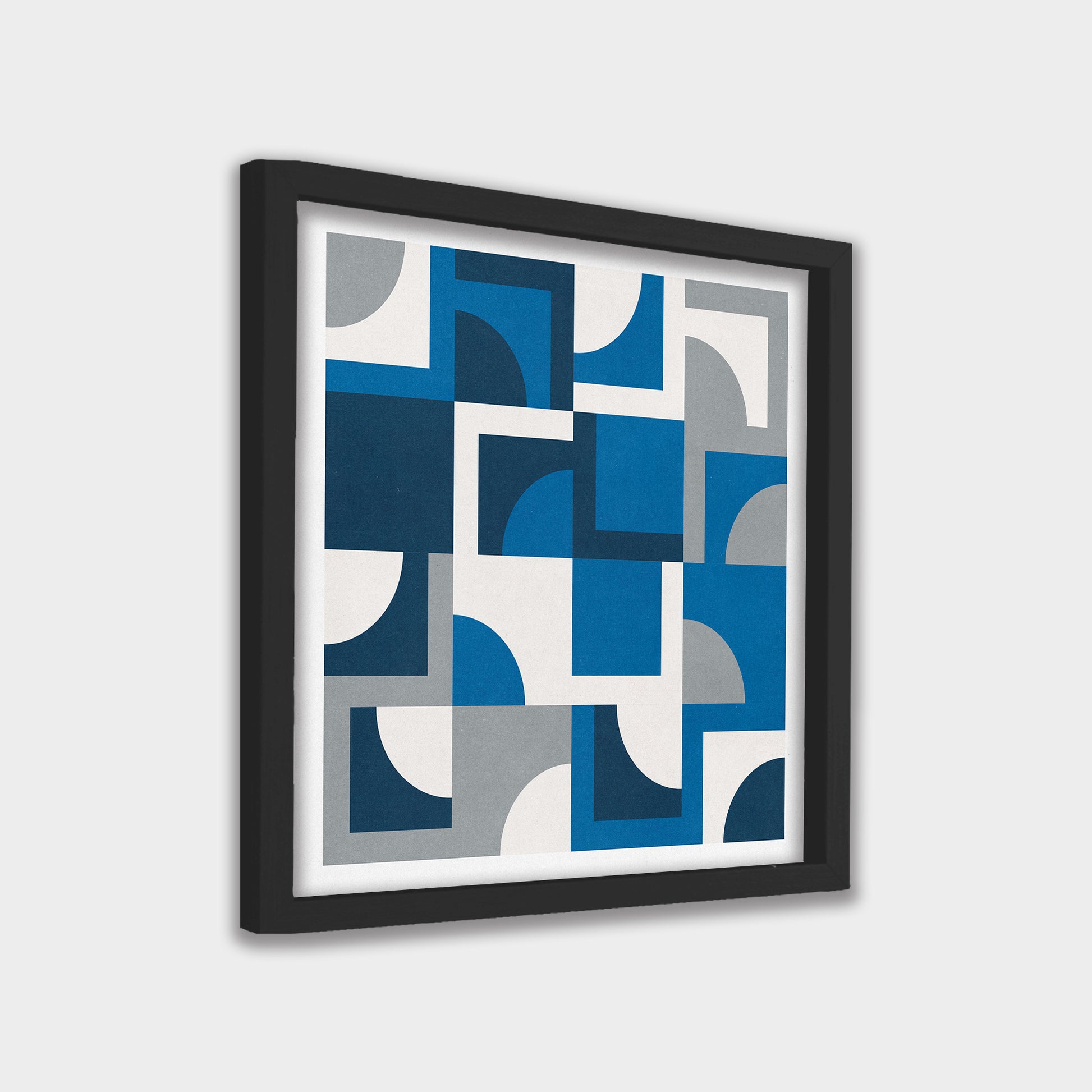 Blue Quadrants abstract canvas wall art by Anantkala