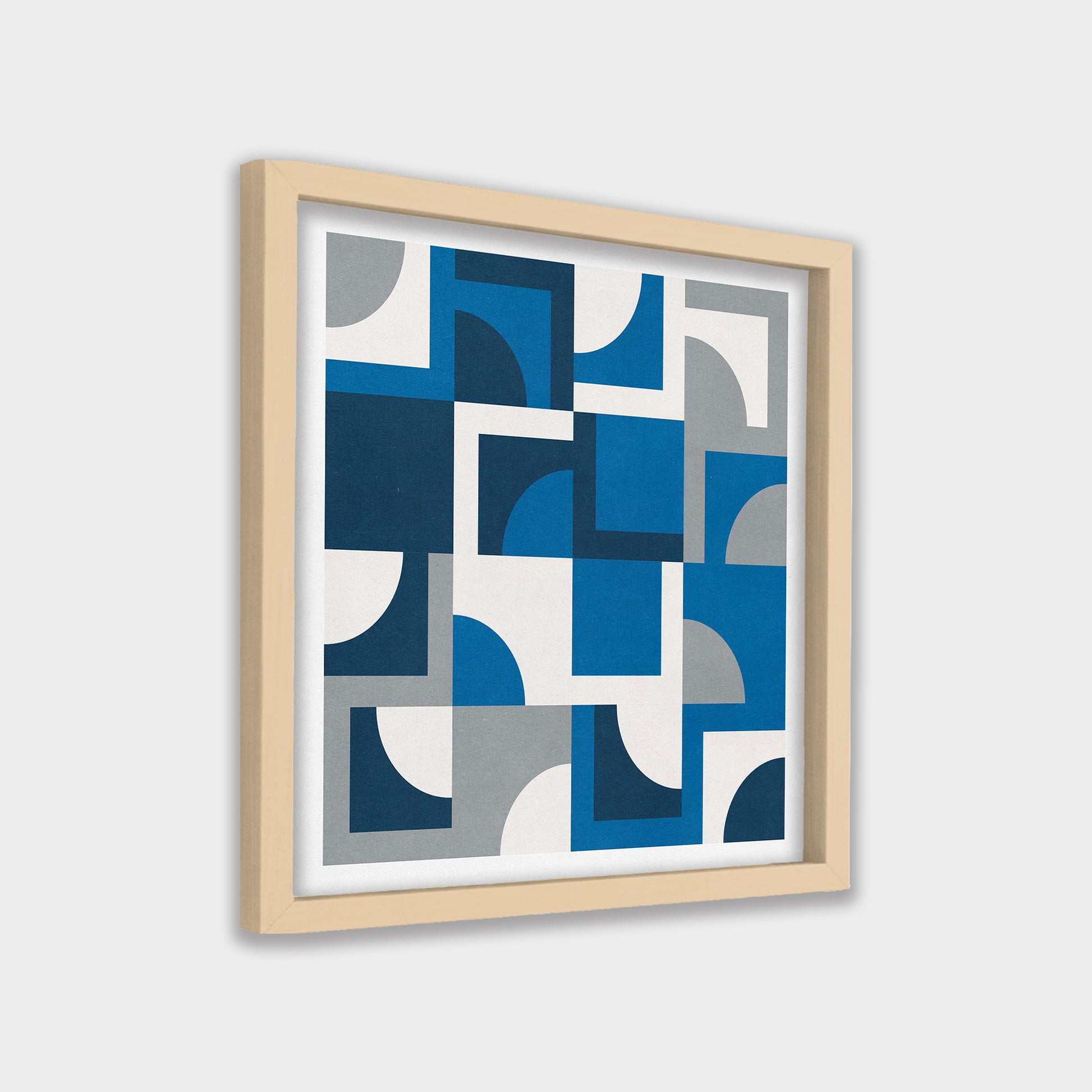 Blue Quadrants abstract canvas wall art by Anantkala