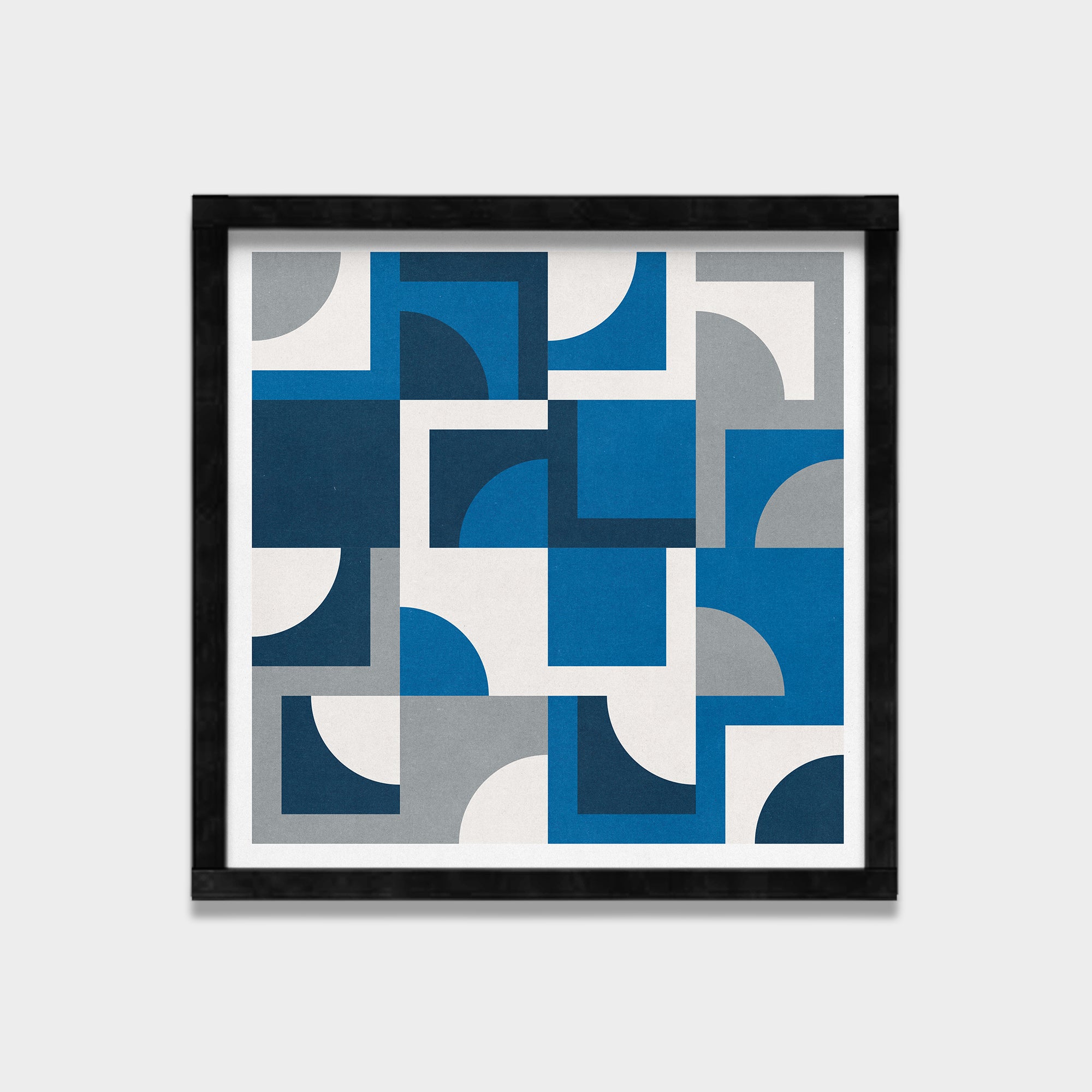 Blue Quadrants abstract canvas wall art by Anantkala