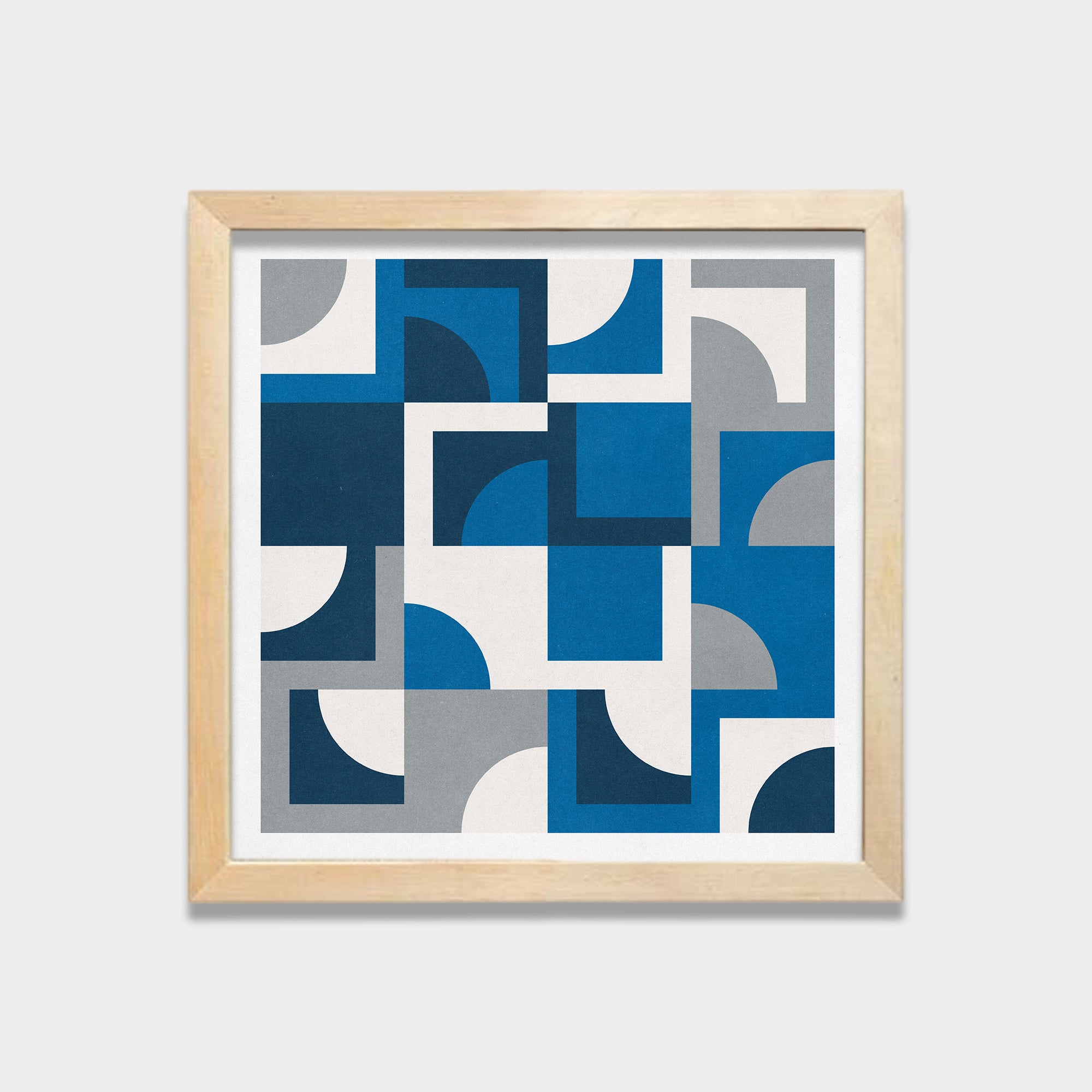 Blue Quadrants abstract canvas wall art by Anantkala