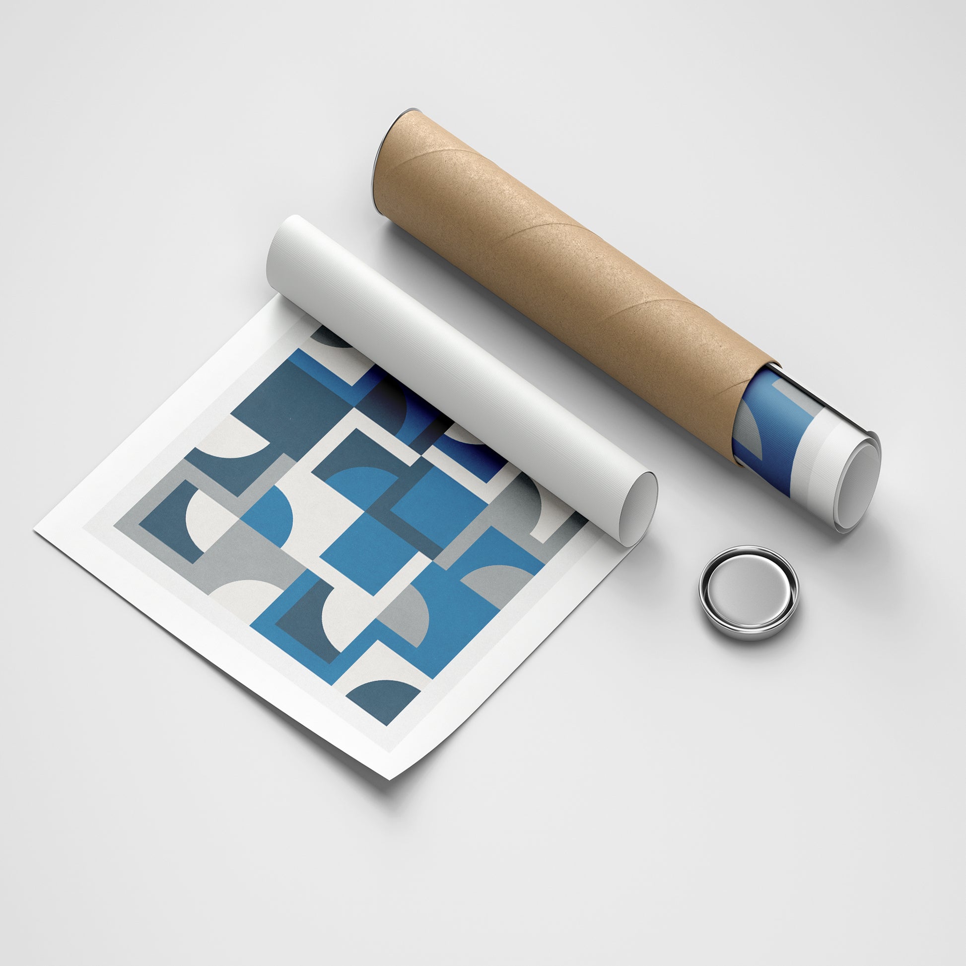 Blue Quadrants abstract canvas wall art by Anantkala