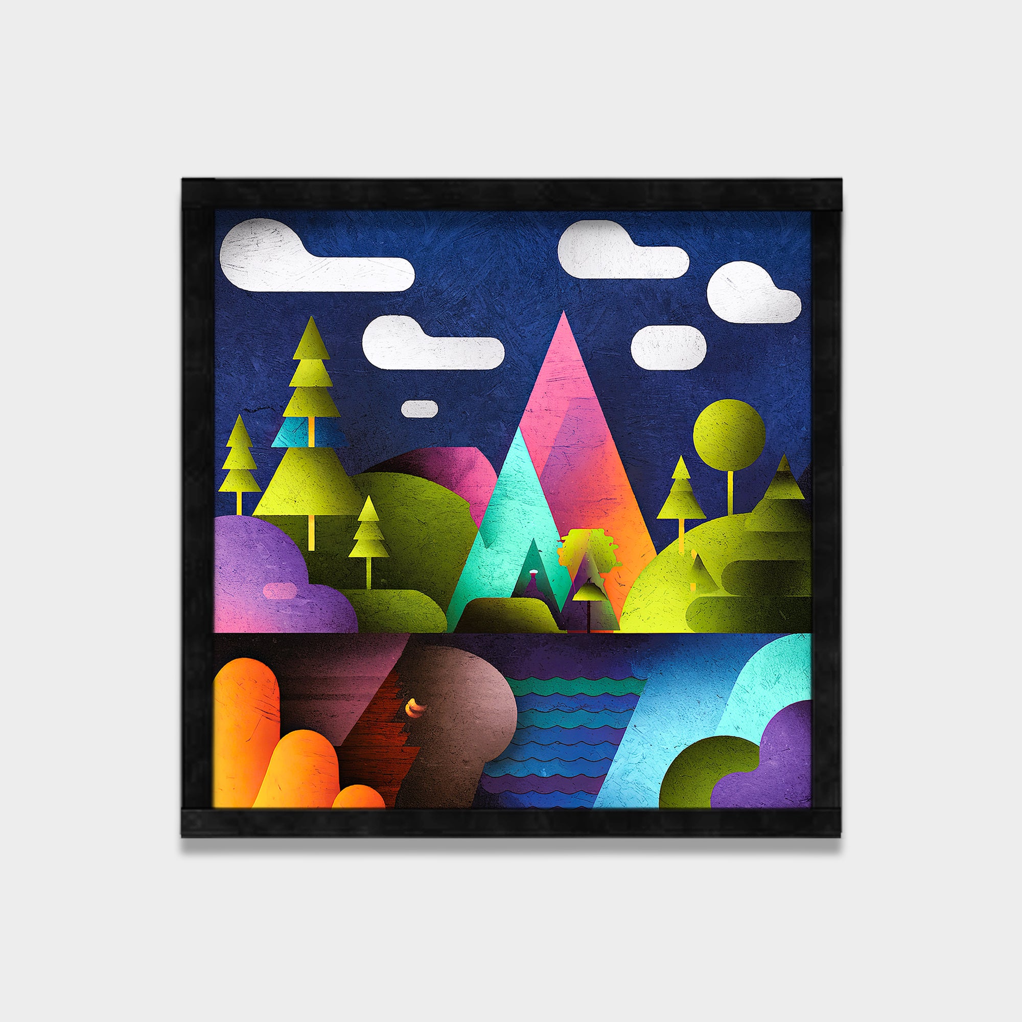 Chromatic Highlands landscape canvas wall art by Anantkala