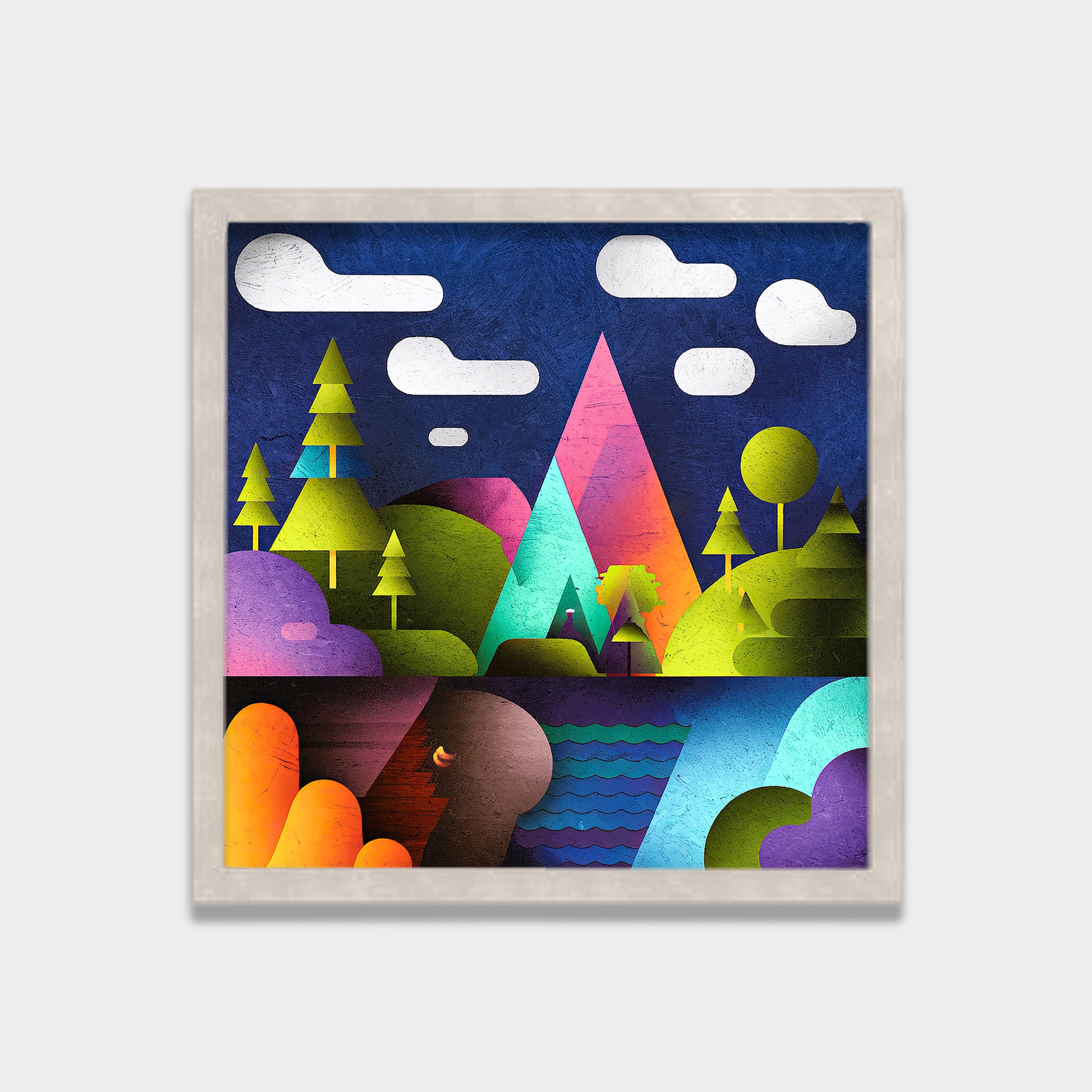 Chromatic Highlands landscape canvas wall art by Anantkala
