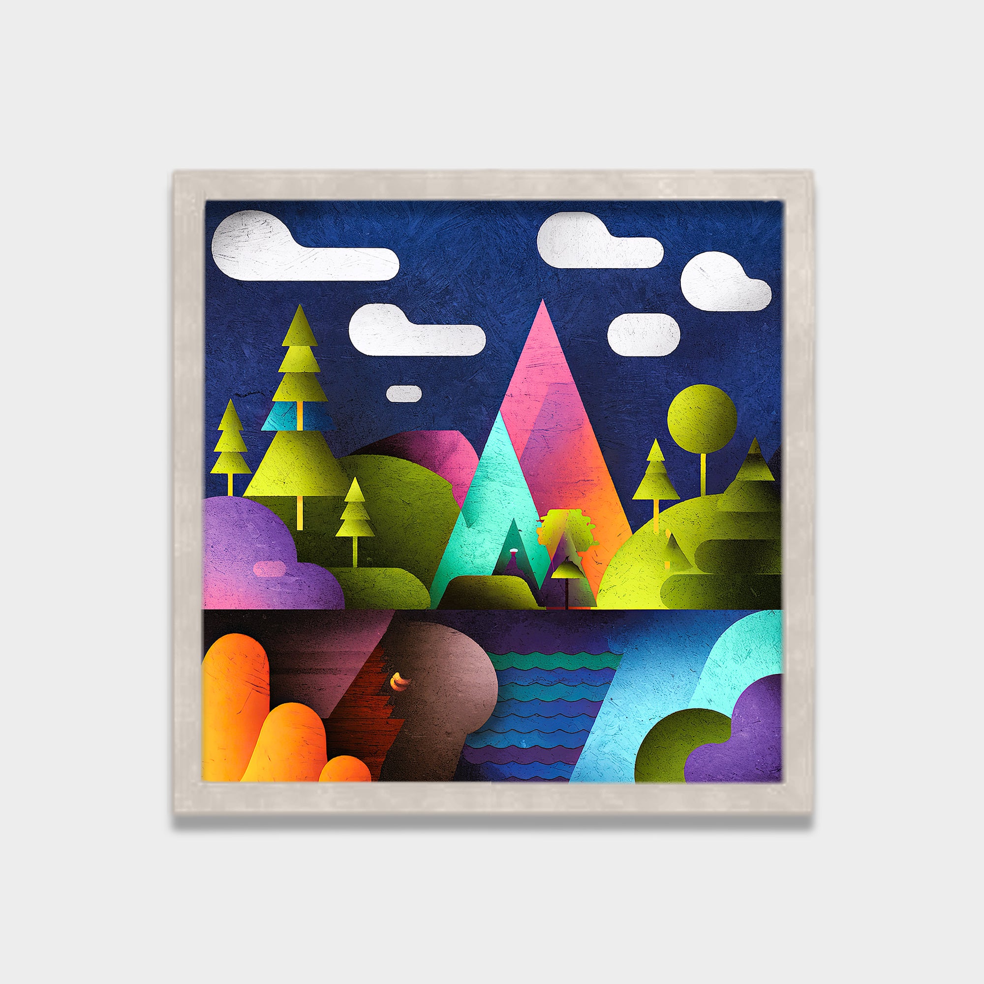 Chromatic Highlands landscape canvas wall art by Anantkala