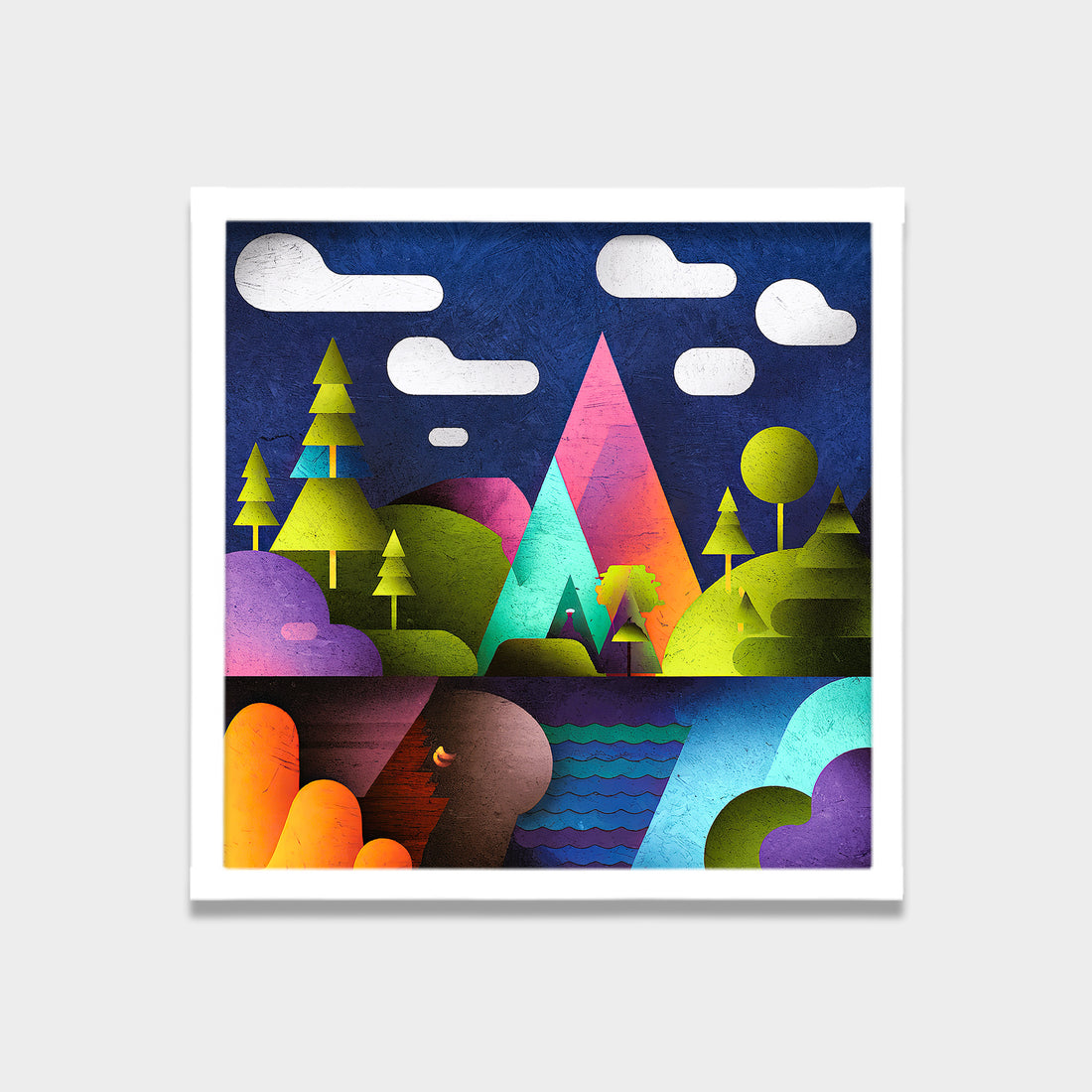 Chromatic Highlands landscape canvas wall art by Anantkala