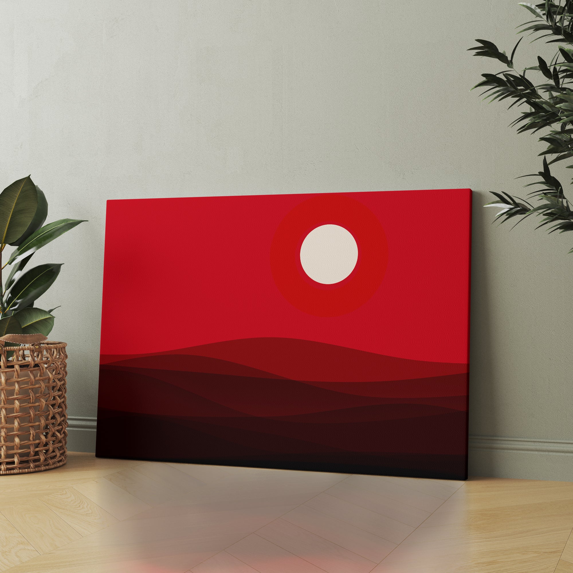 Red Horizon landscape canvas wall art by Anantkala