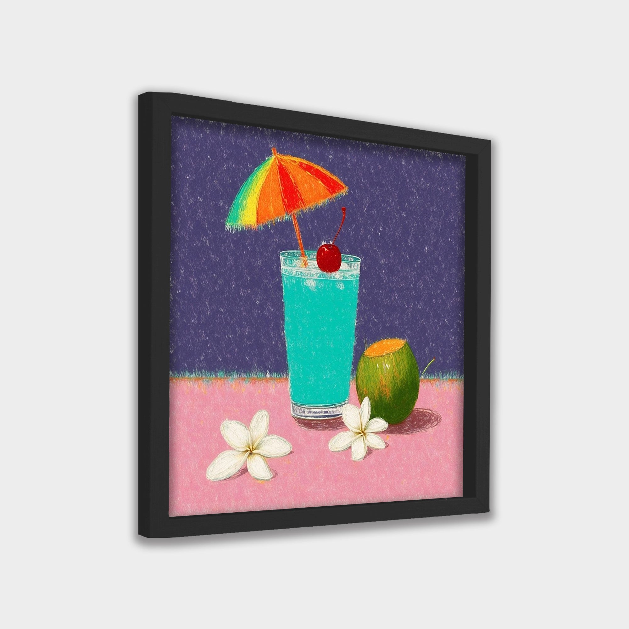 Summer Sip botanical & floral canvas wall art by Anantkala