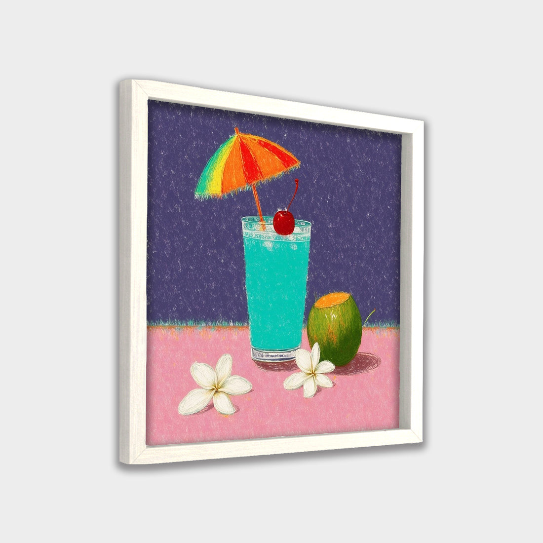 Summer Sip botanical & floral canvas wall art by Anantkala
