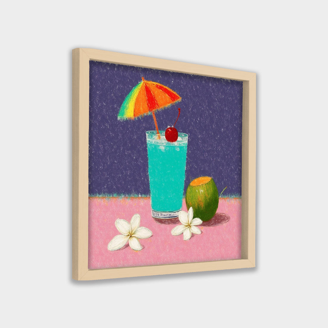 Summer Sip botanical & floral canvas wall art by Anantkala