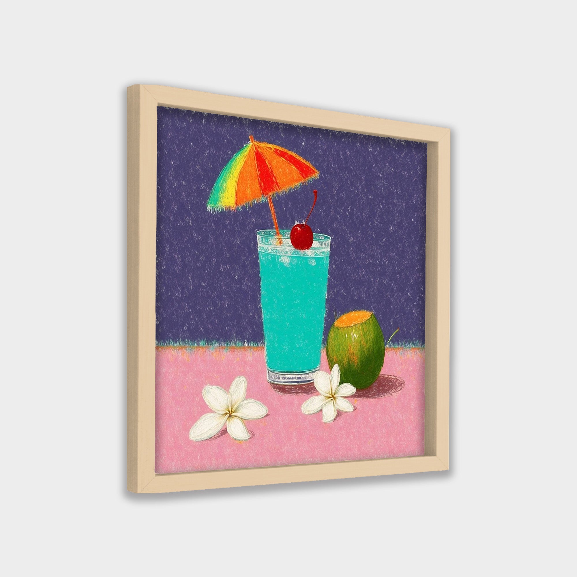 Summer Sip botanical & floral canvas wall art by Anantkala
