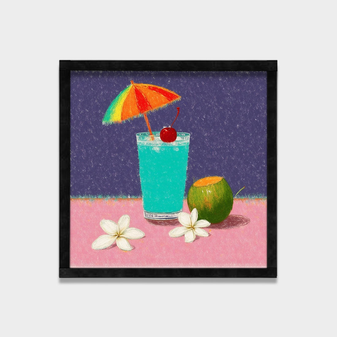 Summer Sip botanical & floral canvas wall art by Anantkala