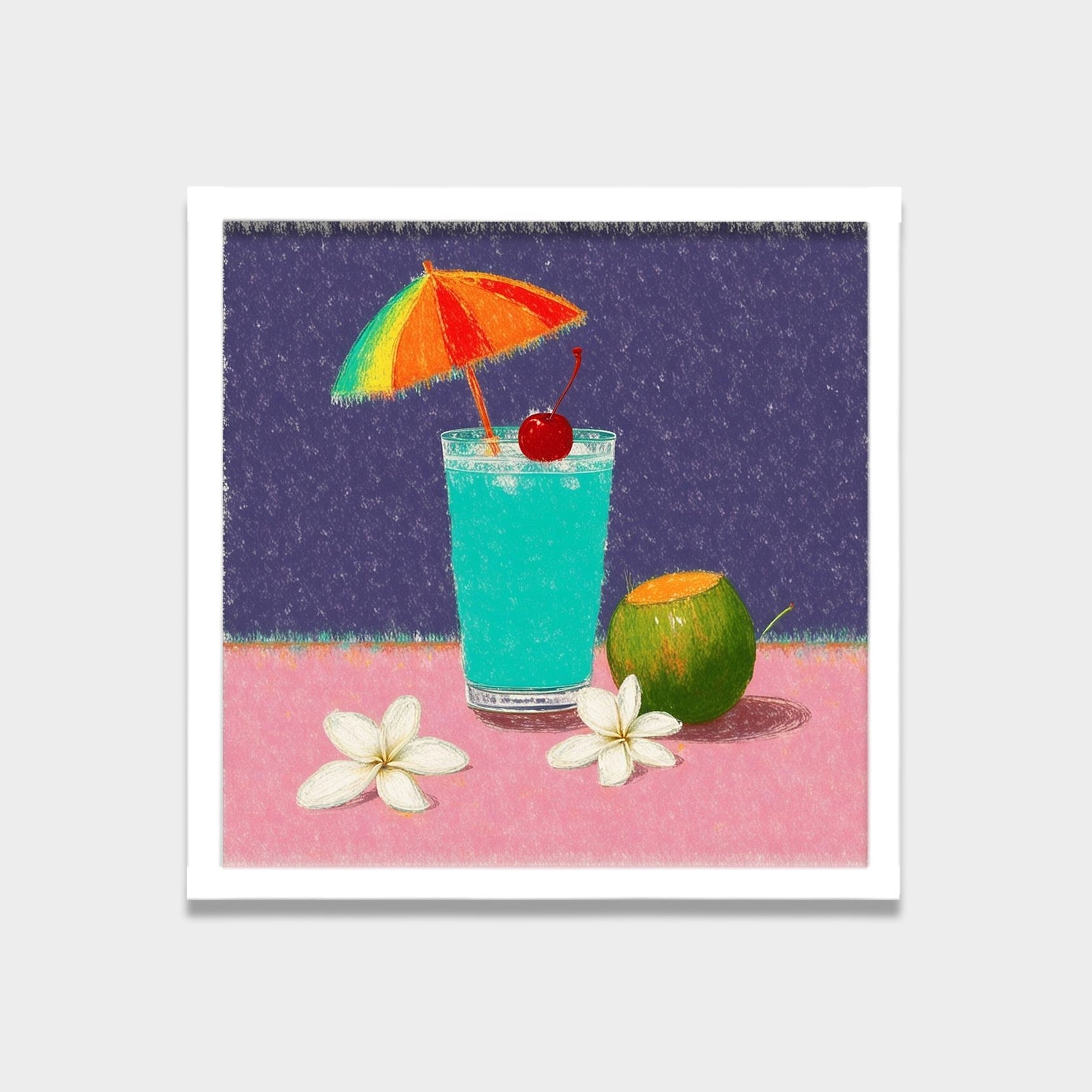 Summer Sip botanical & floral canvas wall art by Anantkala