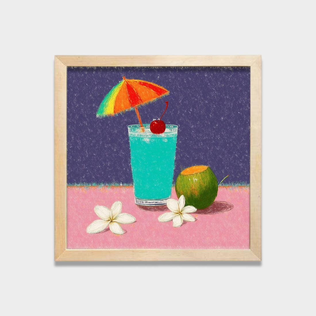 Summer Sip botanical & floral canvas wall art by Anantkala