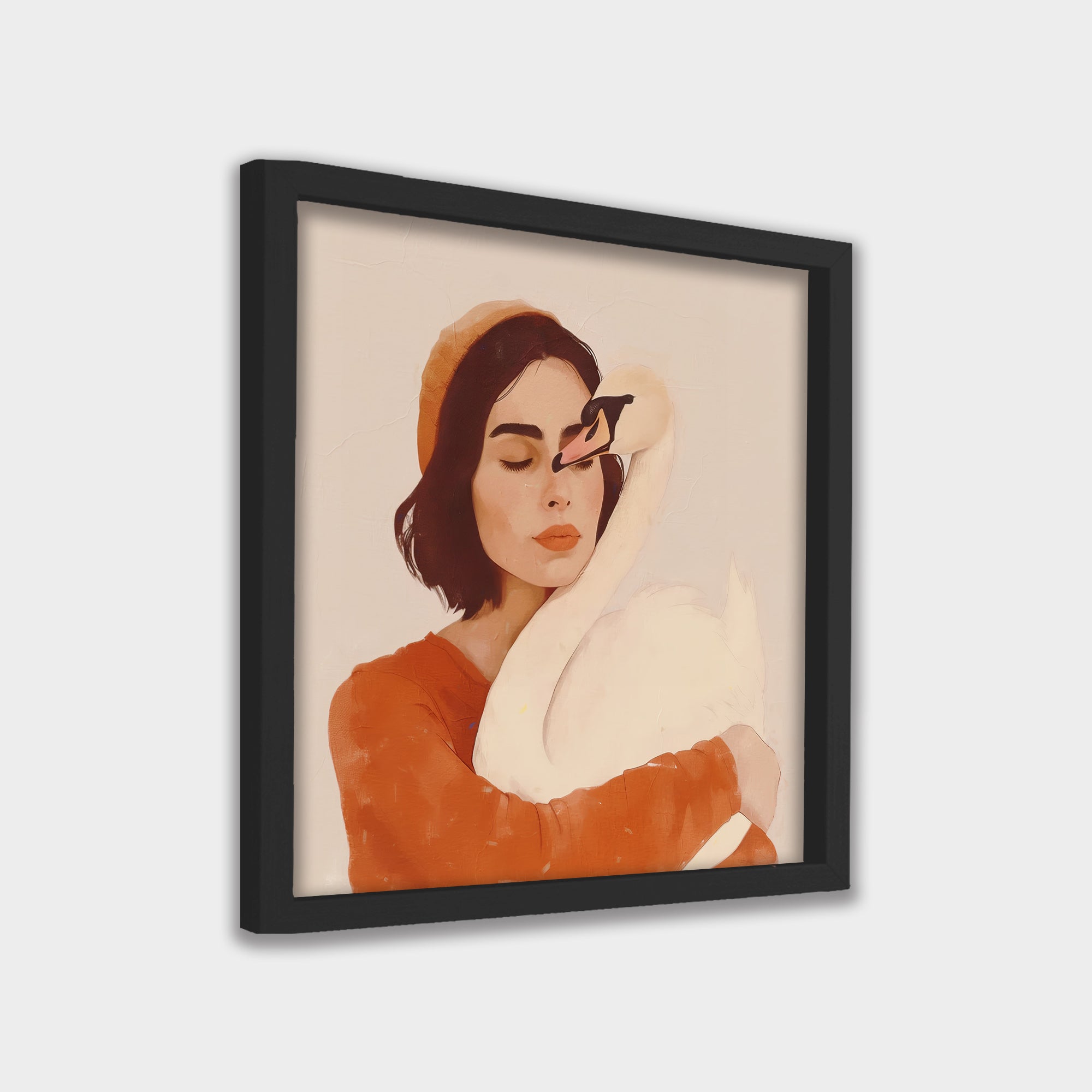 Quiet Embrace women illustration canvas wall art by Anantkala