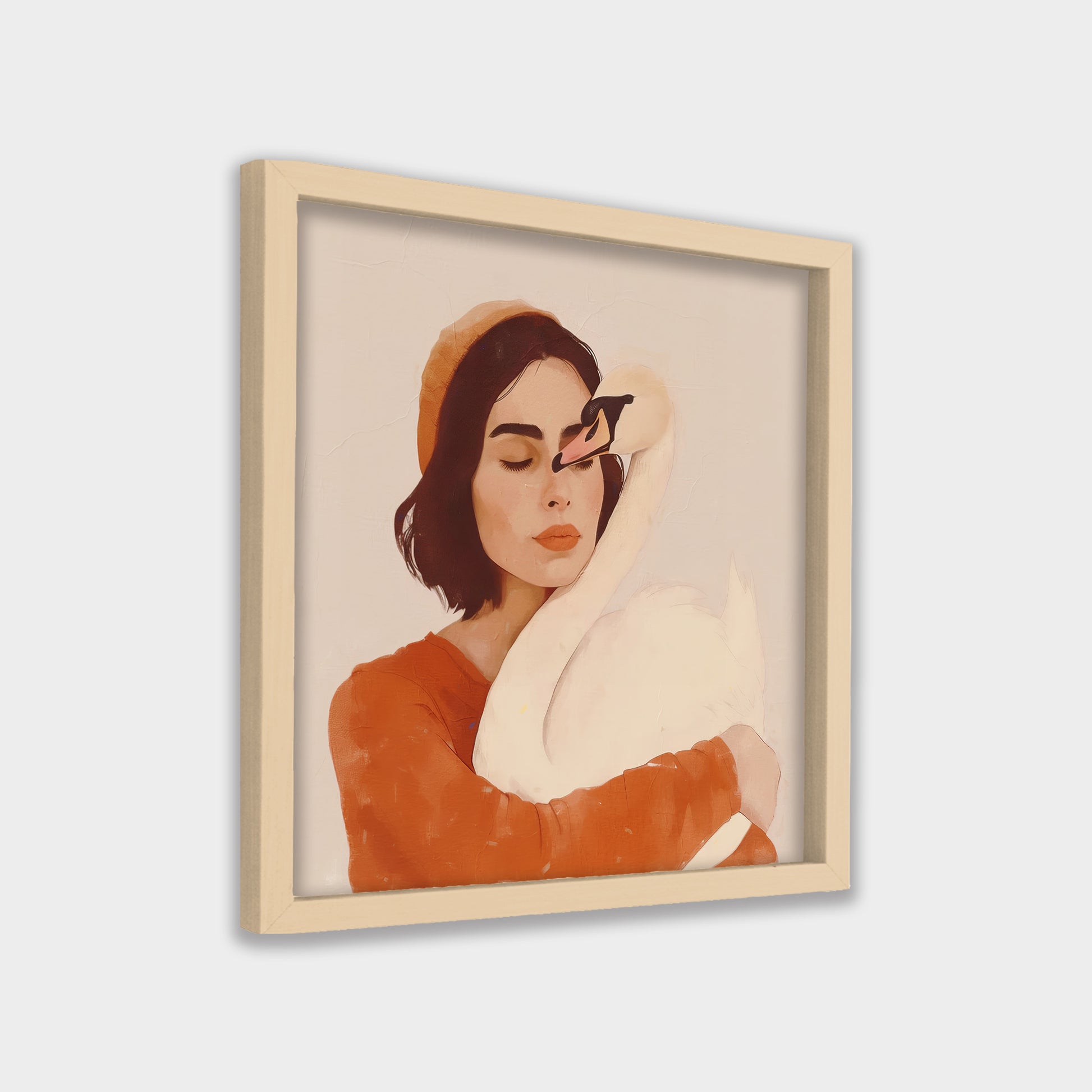 Quiet Embrace women illustration canvas wall art by Anantkala