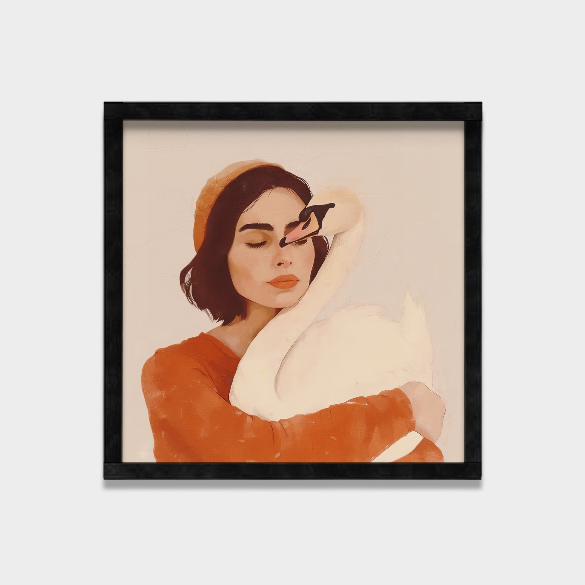 Quiet Embrace women illustration canvas wall art by Anantkala