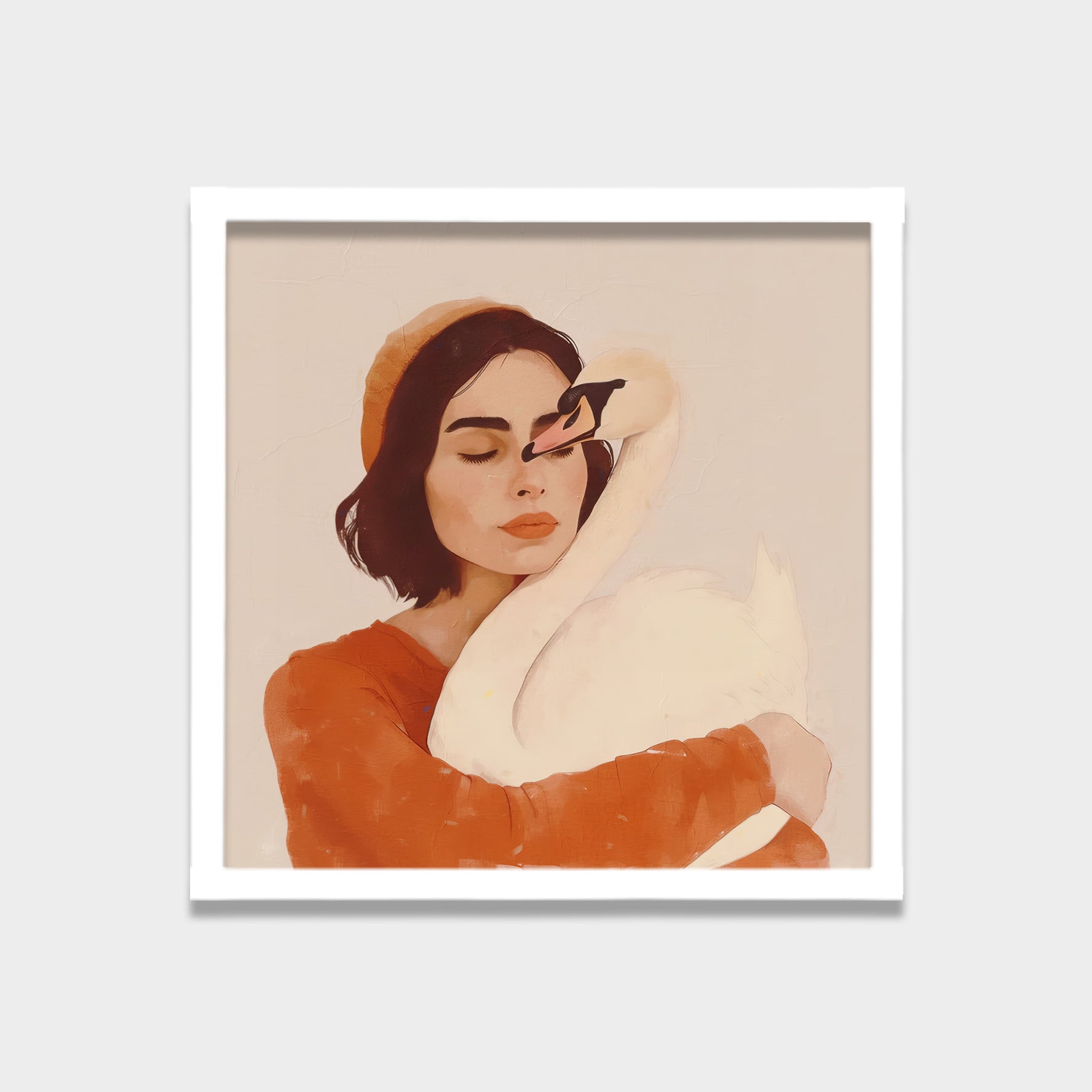 Quiet Embrace women illustration canvas wall art by Anantkala
