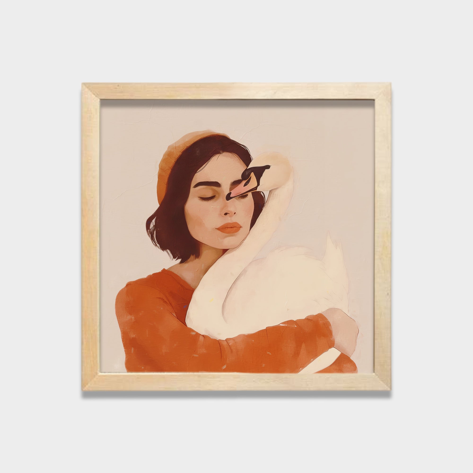 Quiet Embrace women illustration canvas wall art by Anantkala