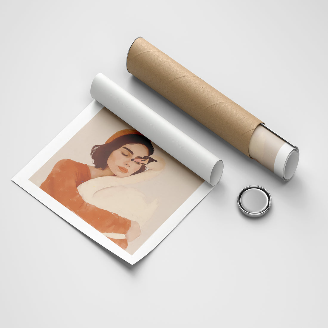 Quiet Embrace women illustration canvas wall art by Anantkala
