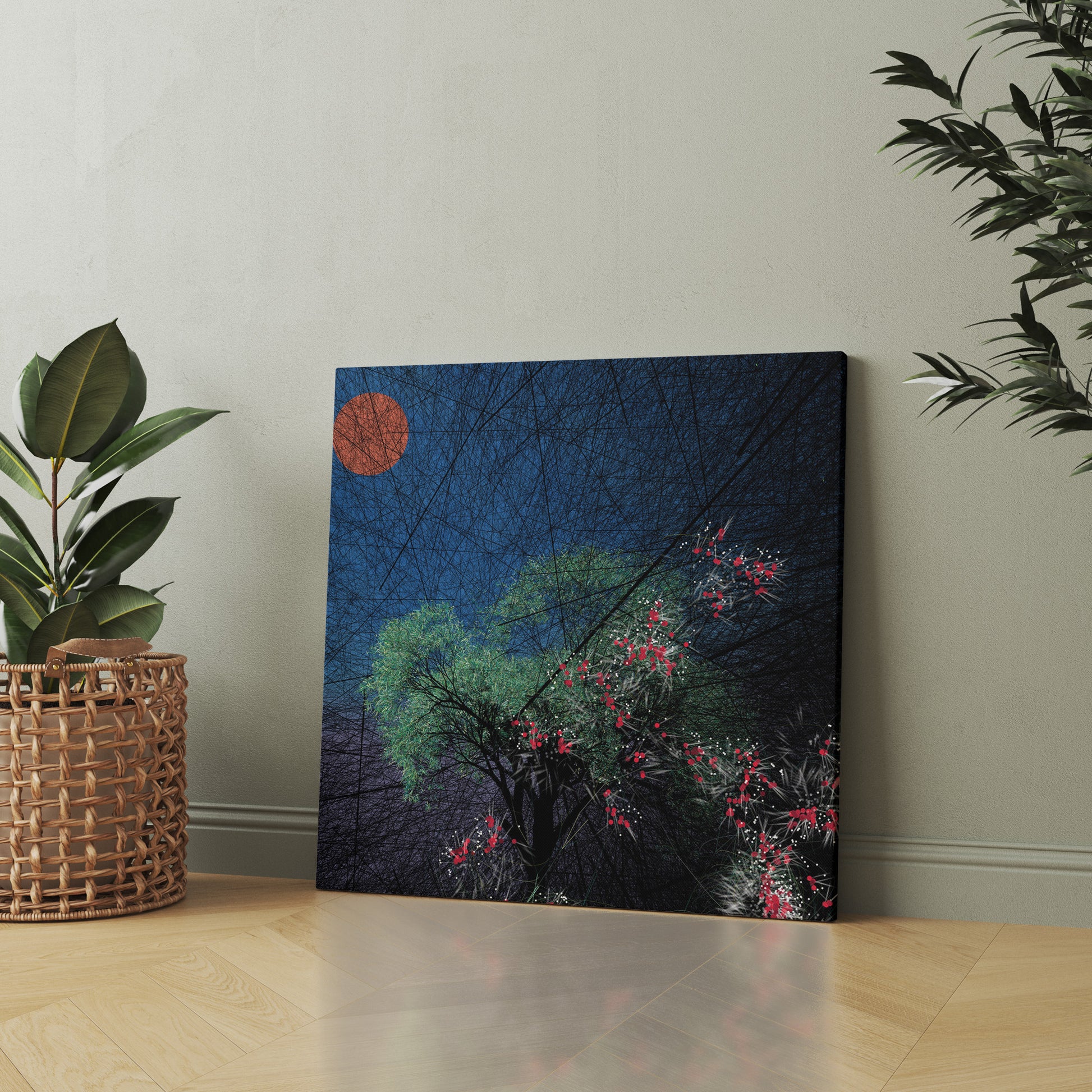 Night Carries Bloom botanical & floral canvas wall art by Anantkala