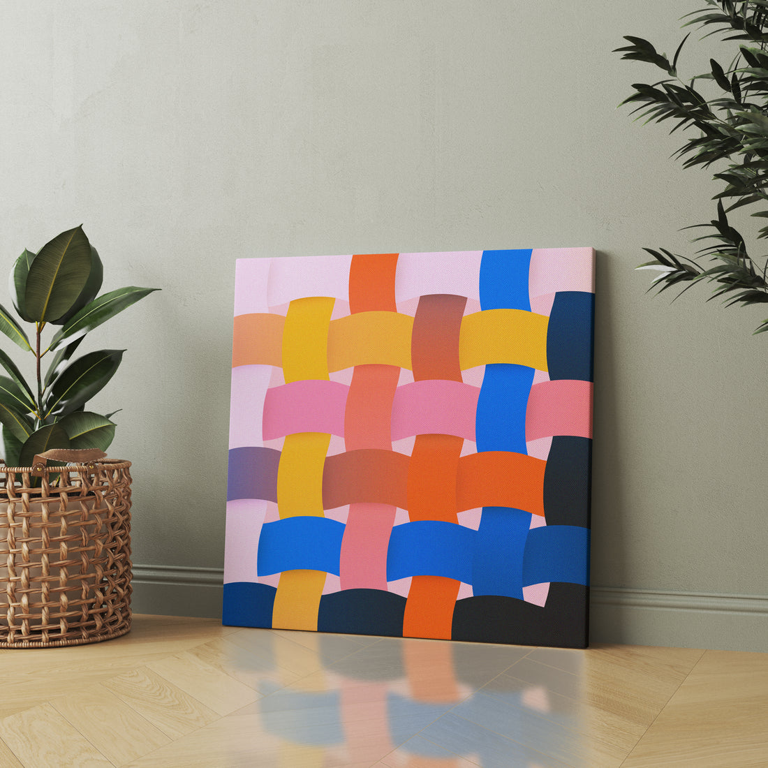 Interwoven Calm abstract canvas wall art by Anantkala